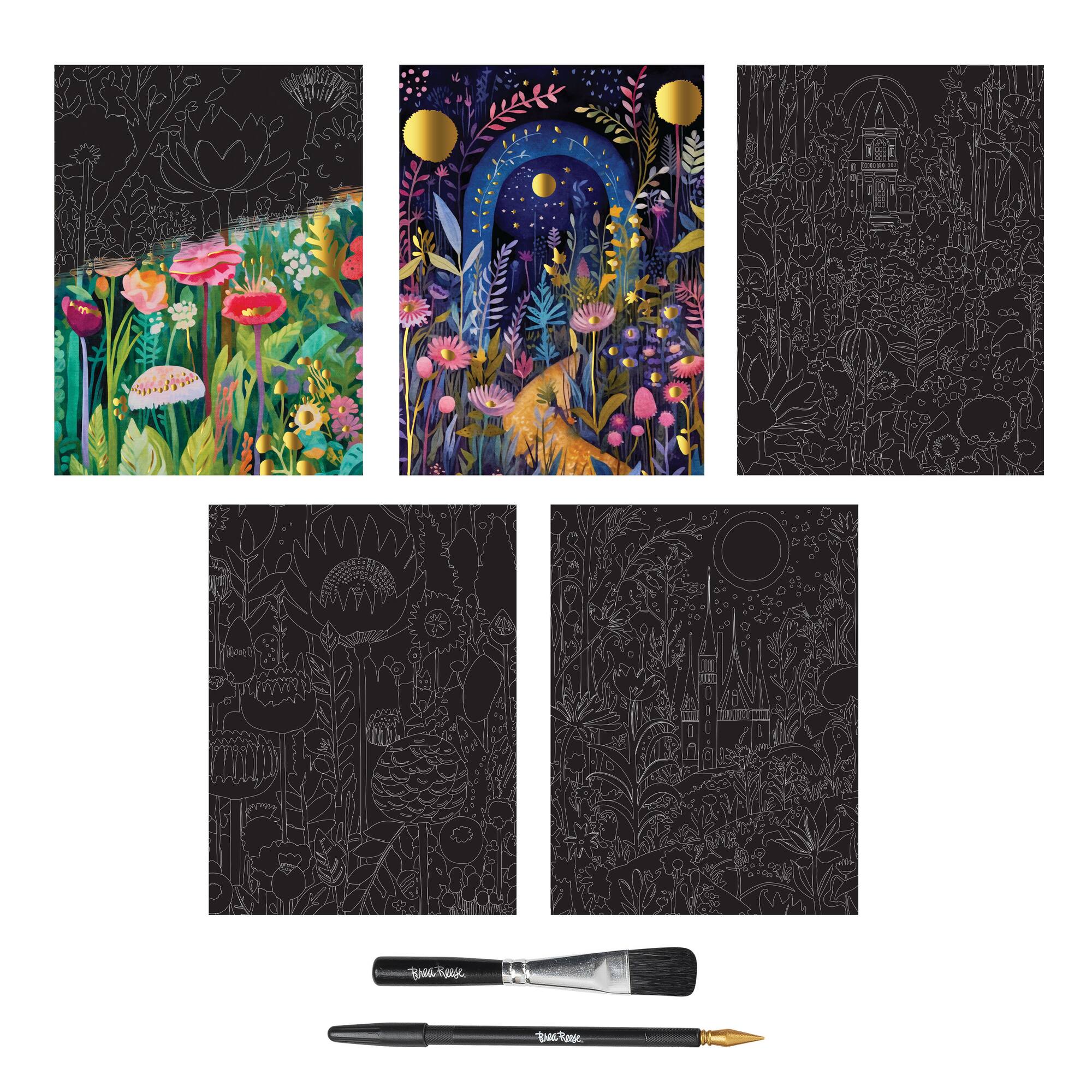 Brea Reese™ 9" x 12" Painted Florals Scratch Art Paper Pad